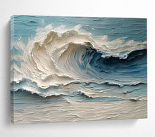 Load image into Gallery viewer, Textured Wave “Ocean Cascade” Painting on Canvas, Coastal Impasto Art DKH816