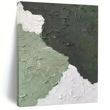 Load image into Gallery viewer, “Textured Green and White Abstract” - Green, White, Grey Abstract Art on Canvas DKH1326