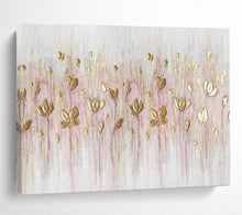 Load image into Gallery viewer, Golden Flowers “Delicate Blooms” Painting on Canvas, Elegant Floral Art DKH875