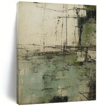 Load image into Gallery viewer, Large - Format Hand - painted Abstract Green & Gray Landscape Acrylic Art for Rustic - Chic Dining Rooms LargeART0166