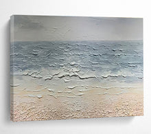 Load image into Gallery viewer, Textured Sea “Calm Shore” Painting on Canvas, Minimalist Ocean Art DKH865