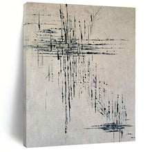 Load image into Gallery viewer, Large - Scale Black - Blue Linear Abstract Art for Modern Office & Art Gallery LargeART0454