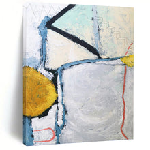 Load image into Gallery viewer, “Structured Chaos” - Grey, Blue, Yellow, Red Architectural Abstract Art on Canvas DKH1105
