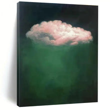 Load image into Gallery viewer, Pink Cloud on Green Abstract Painting, Suited for Eclectic Bedroom & Whimsical Garden Room LargeART1442