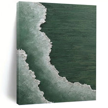 Load image into Gallery viewer, “Green Sea & White Foam” - Coastal Abstract Art on Canvas DKH1501