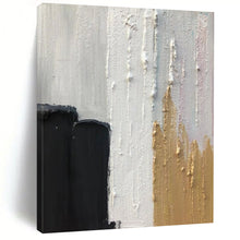 Load image into Gallery viewer, “Black, White & Gold Streaks” – Black, white, gold, vertical textured strokes DTP397