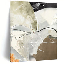 Load image into Gallery viewer, “Neutral Chaos with Black Lines” - Beige, Grey, Black Abstract Art on Canvas DKH1225