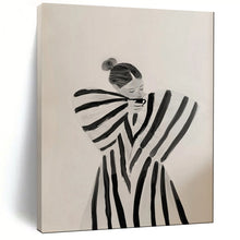 Load image into Gallery viewer, Black - White Abstract Intimate Moment Painting, Suited for Cozy Bedroom & Calming Meditation Space LargeART2038