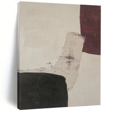 Load image into Gallery viewer, “Subtle Color Block Interaction” - Beige, Black, Maroon Abstract Art on Canvas DKH1152
