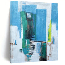 Load image into Gallery viewer, Oversized Blue - Green Urban Abstract Art for City Loft & Modern Office LargeART0465