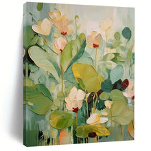 Load image into Gallery viewer, Impasto Floral Art, Green - Toned Botanical Painting for Nature - Inspired Bedroom & Calming Yoga Studio LargeART2237