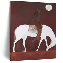 Load image into Gallery viewer, “Rider on White Horse” - Brown, White, and Red Figurative Art on Canvas DKH1425