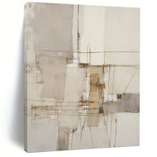 Load image into Gallery viewer, “Minimalist Line Abstract” - Grey, White, Brown Abstract Art on Canvas DKH1309