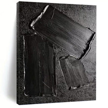 Load image into Gallery viewer, “Textured Black Rectangles Abstract” - Black Abstract Art on Canvas DKH1333