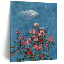Load image into Gallery viewer, Blue Sky & Pink Roses Abstract Painting, Ideal for Romantic Bedroom & Cozy Garden Café LargeART1454