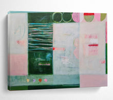 Load image into Gallery viewer, Green & Pink Abstract Blocks - Fresh Living Room Art LargeART1500