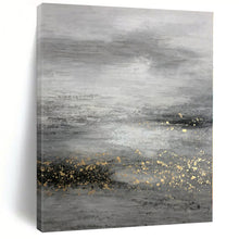 Load image into Gallery viewer, Oversized Gray - Gold Abstract Landscape Acrylic for Luxury Bedroom & Sophisticated Office LargeART0345