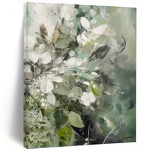 Load image into Gallery viewer, “Green - White Floral Dream” - Soft Green and White Blossom Art, Abstract Painting on Canvas DKH1086