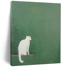 Load image into Gallery viewer, Minimalist White Cat Abstract Art, Perfect for Calming Nursery & Nature - Inspired Bathroom LargeART1937