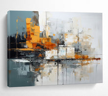 Load image into Gallery viewer, Urban Abstraction Grey, Orange & Dynamic Textures on Canvas DLZ002