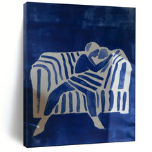 Load image into Gallery viewer, Blue - White Abstract Love Scene Painting, Ideal for Romantic Bedroom & Intimate Lounge LargeART2036