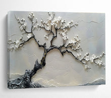 Load image into Gallery viewer, 3D Textured White Blossom Tree Abstract Painting on Canvas - “Zen Tree” DKH695
