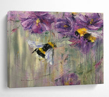 Load image into Gallery viewer, Floral and Bee Abstract Painting on Canvas - “Nature's Harmony” DKH718