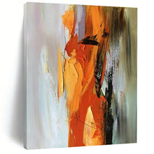 Load image into Gallery viewer, Orange and Gray Dynamic Strokes Acrylic Art - Suited for Industrial - chic Lounge & Creative Studio LargeART0615