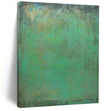 Load image into Gallery viewer, “Teal and Green Textured Field” - Teal, Green, Brown Abstract Art on Canvas DKH1213