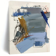 Load image into Gallery viewer, Blue - Gold Contrast Abstract Acrylic Painting, Ideal for Living Room Art Walls & Office Space Backdrops LargeART0804