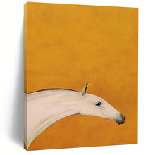 Load image into Gallery viewer, “Minimalist White Horse on Orange” - Simplistic Equine Portrait on Canvas DKH1427