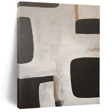 Load image into Gallery viewer, Black & White Geometric Block Abstract Painting, Ideal for Modern Minimalist Office & Monochrome Living Room LargeART1374