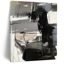 Load image into Gallery viewer, “Grey and Black Minimalist Abstract” - Grey, Black, White Abstract Art on Canvas DKH1263