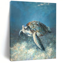 Load image into Gallery viewer, “Realistic Sea Turtle” - Detailed Marine Art on Canvas DKH1443