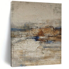 Load image into Gallery viewer, Neutral Textured Abstract with Blue and Brown Art for Coastal - inspired Living Room & Artisanal Café LargeART0969
