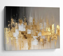 Load image into Gallery viewer, Gold & Grey Abstract City - Luxe Living Room Art LargeART1555