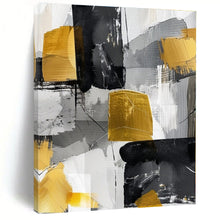 Load image into Gallery viewer, Black, White & Gold Abstract Canvas Painting, Perfect for Luxury Penthouse Living Room & High - End Art Gallery LargeART1279