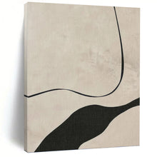 Load image into Gallery viewer, “Minimalist Curved Lines” - Beige, Black Abstract Line Art on Canvas DKH1148