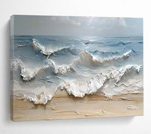 Load image into Gallery viewer, Impasto “Crashing Ocean Waves” Painting on Canvas, Dramatic Seaside Art DKH796
