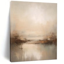 Load image into Gallery viewer, “Misty Lake at Dusk in Neutral Tones” - Beige, Grey, Brown Abstract Art on Canvas DKH1252