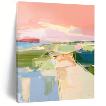 Load image into Gallery viewer, Pastel Landscape Abstract Art – Great for Coastal Living Room & Whimsical Café Nook LargeART0706