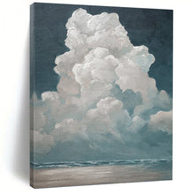 Load image into Gallery viewer, “Fluffy Clouds Over Ocean” - Serene Seaside Sky Art on Canvas DKH1459
