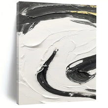 Load image into Gallery viewer, “Gilded Black Waves” – Black impasto with gold accents, on white background DTP378