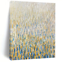 Load image into Gallery viewer, Oversized Hand - painted Rain of Gold and Blue Acrylic Art for Glamorous Living Rooms LargeART0195