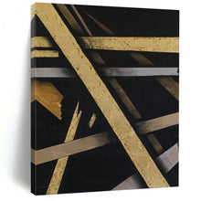 Load image into Gallery viewer, “Gilded Geometry” - Black, Gold, and Silver Abstract Art, Abstract Painting on Canvas DKH1094