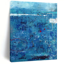 Load image into Gallery viewer, “Textured Blue Depths” - Blue with Red Accents Abstract Art on Canvas DKH1100