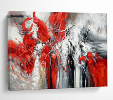 Load image into Gallery viewer, Bold Red & Black Abstract - Dramatic Living Room Art LargeART1485