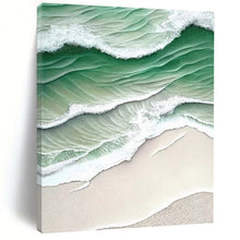 Load image into Gallery viewer, “Aerial Ocean Waves” – Surreal Seascape Acrylic Painting with Calming Tones DTP290