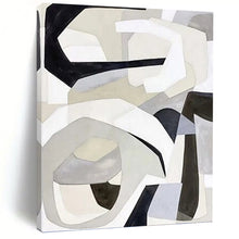 Load image into Gallery viewer, “Monochrome Shape Fusion” - Grey, Black, White Abstract Art on Canvas DKH1141