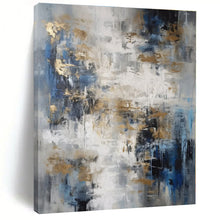 Load image into Gallery viewer, Blue - Gray - Gold Abstract Acrylic Art - Suited for Dining Room & Hotel Lobby Adornment LargeART0537